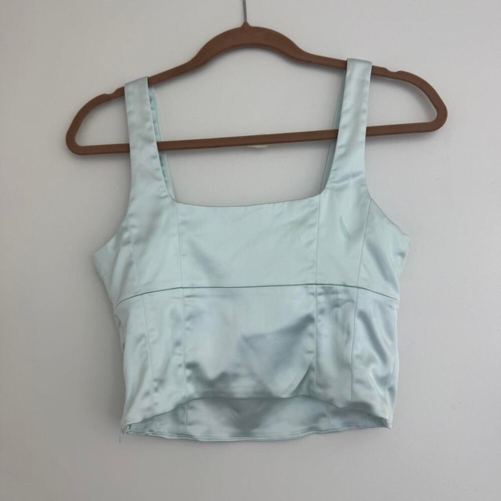 Aritzia wilfred blue satin crop top - Picture 7 of 8